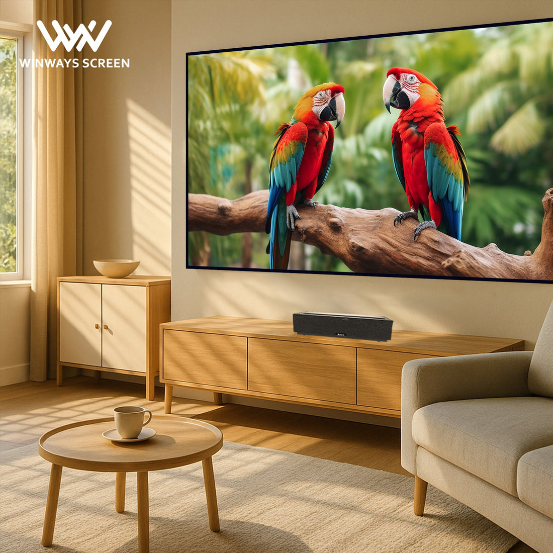 Winways ALR Fresnel Screen blending into a stylish Australian living room interior