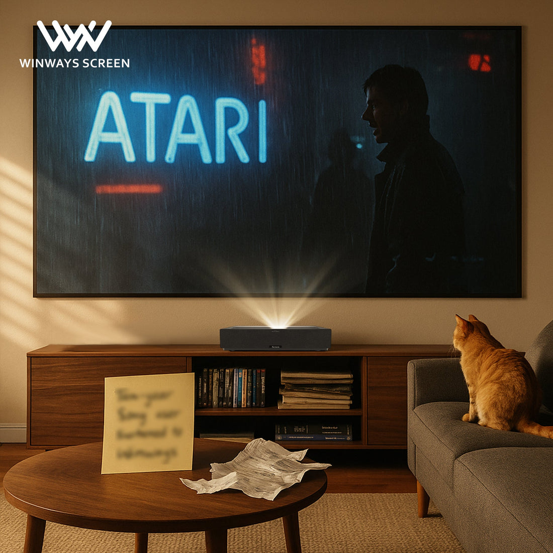 Winways 120-inch ALR Fresnel screen installed in an Australian home theater