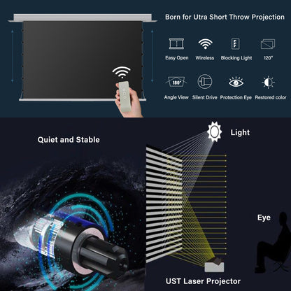 Winways UST Throw ALR 120'' Electric Lenticular Ceiling Tab-Tension Screen - Formovies