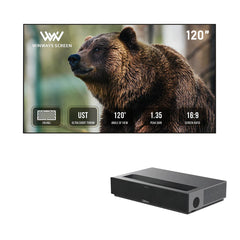 Formovie Theater Premium Laser 4K TV Ultra Short Throw Projector+Winways UST Throw ALR Solid Panel Fresnel Screen